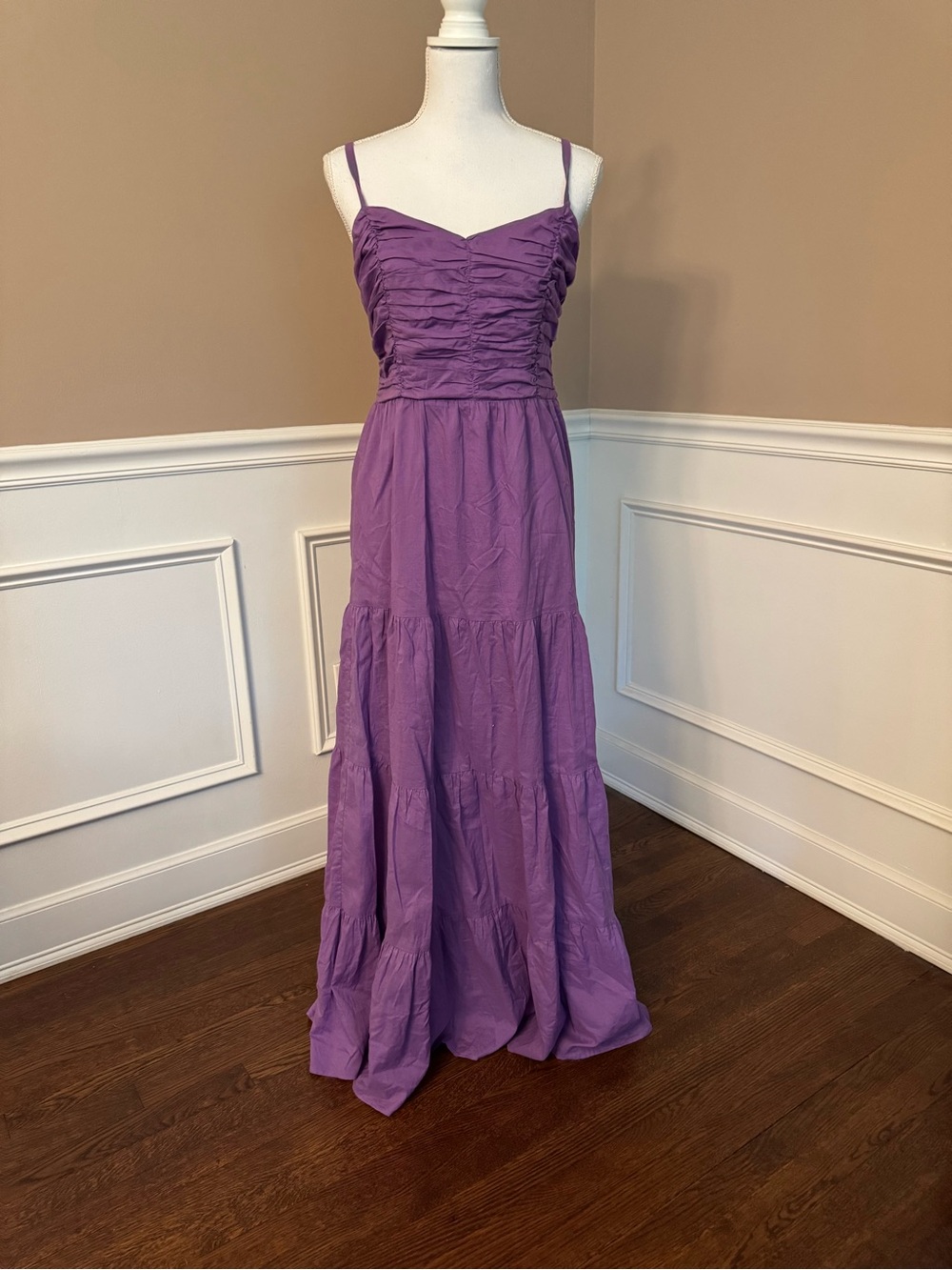 Auguste The Label Purple Ruched Bodice Tiered Maxi Dress